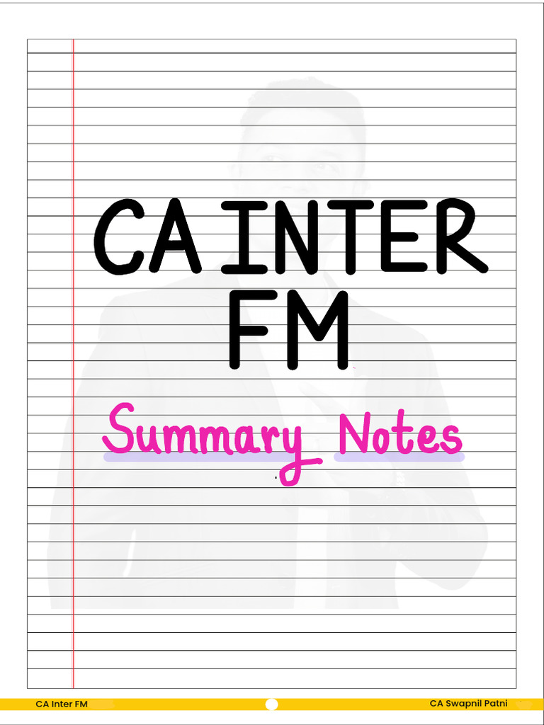 Summary Notes Fm 3 जुन | PDF | Net Present Value | Internal Rate Of Return