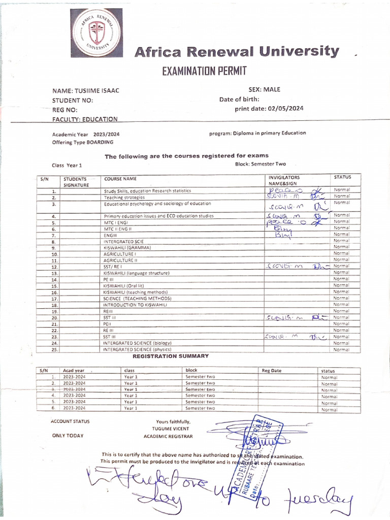 Examination Permit | PDF