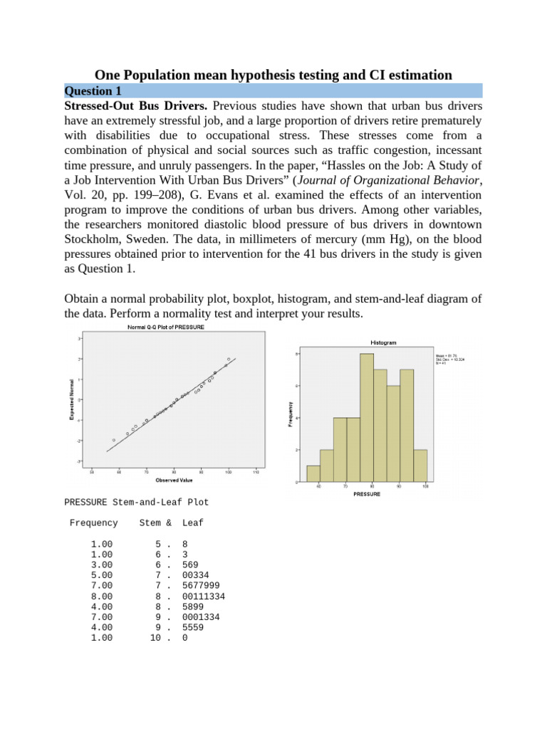 Practice Question One Population Mean Case | PDF