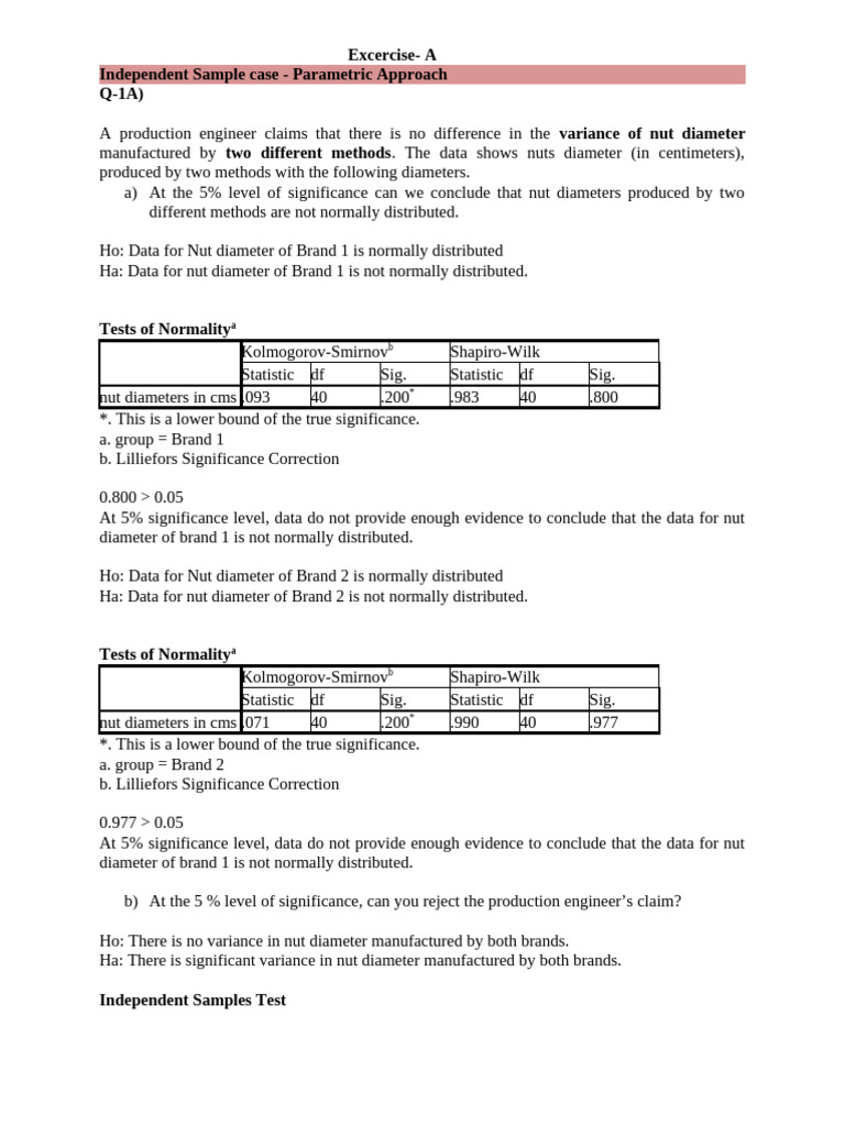 Hypothesis Testing Excercise | PDF | Chi Squared Test | Normal Distribution
