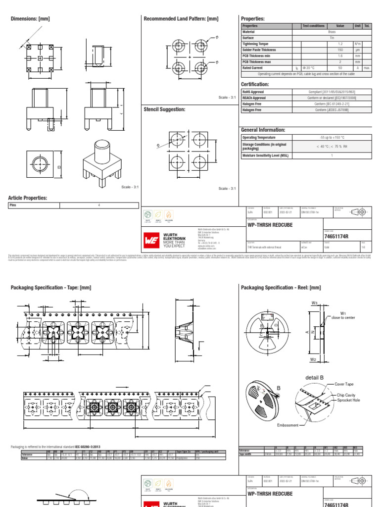 Dimensions: (MM) Recommended Land Pattern: (MM) Properties:: 5:1 Detail ...