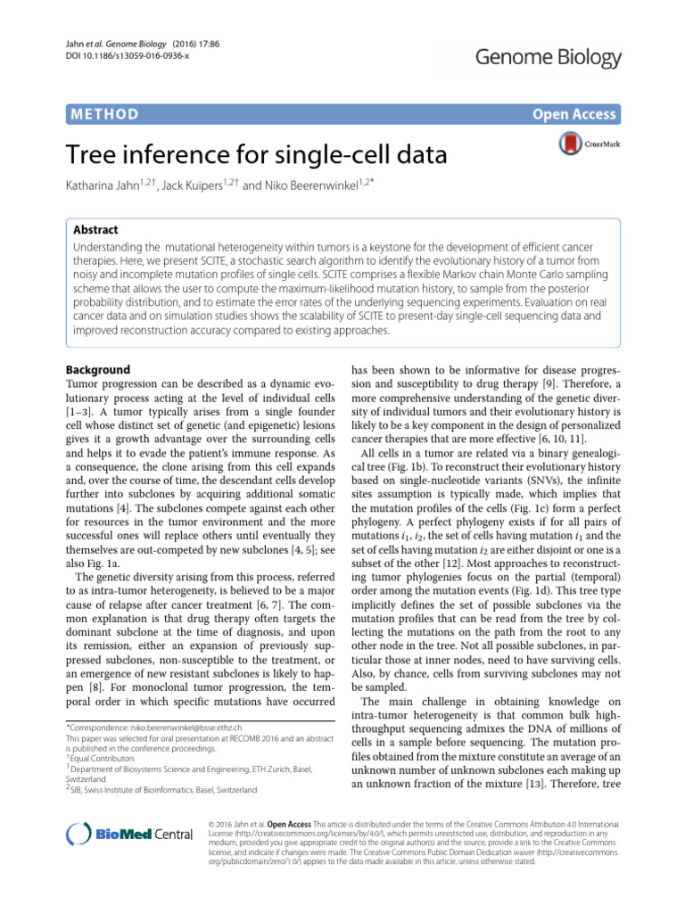 Tree Inference For Single-Cell Data | PDF | Zygosity | Mutation