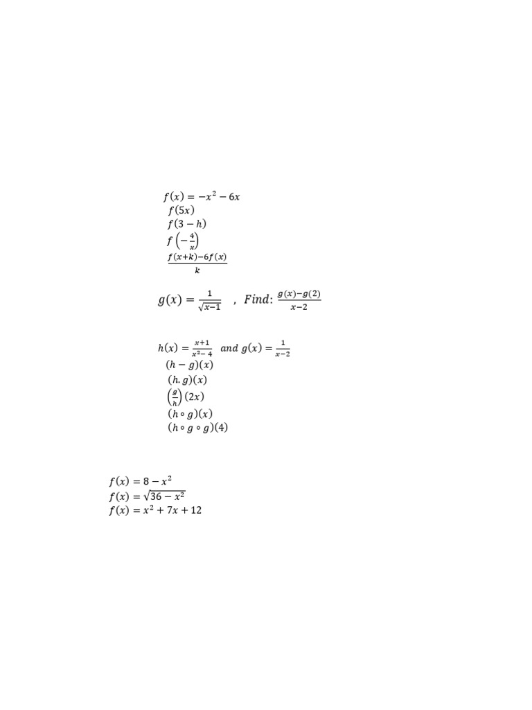Coe 102 Worksheet 1 Functions and Limits | PDF