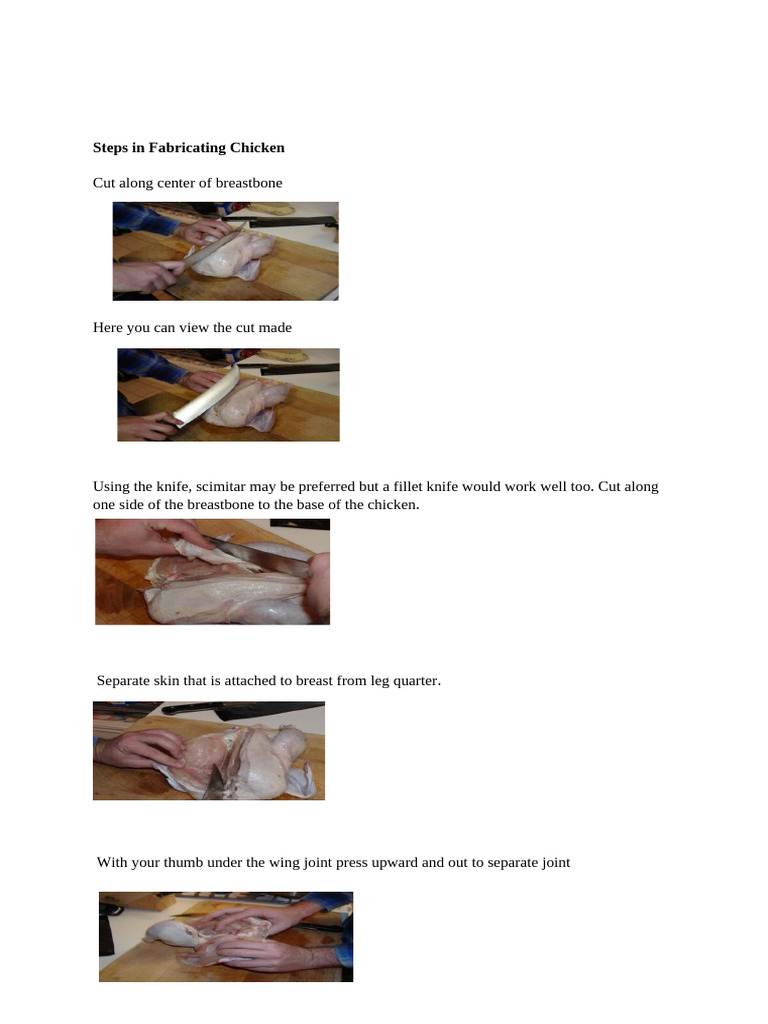 Steps in Fabricating Chicken PRINT | PDF