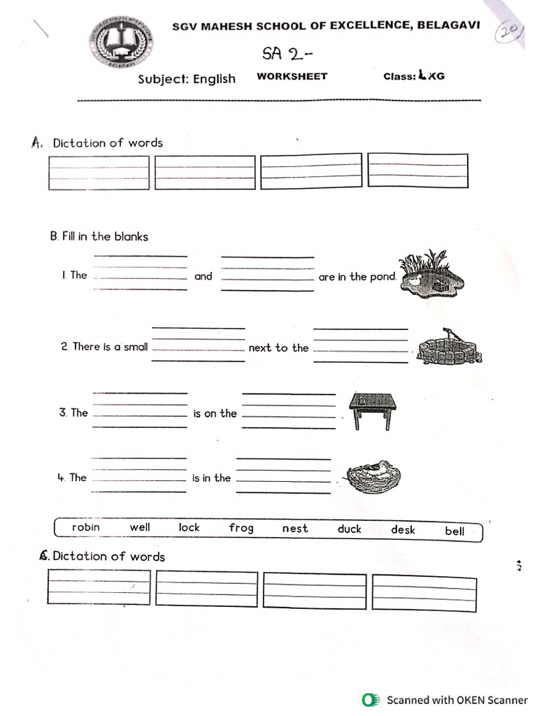 LKG SA2 English Worksheet | PDF