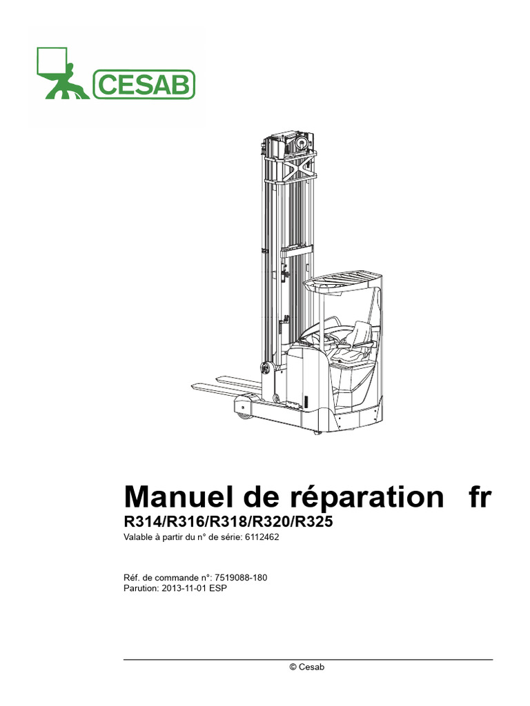 CESAB R314 316 318 320 325 - Manuel de Réparation | PDF | Frein ...