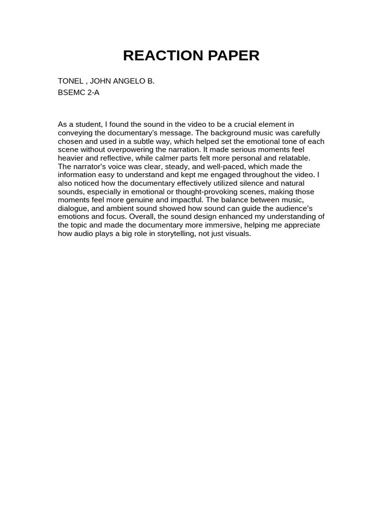 Reaction Paper | PDF