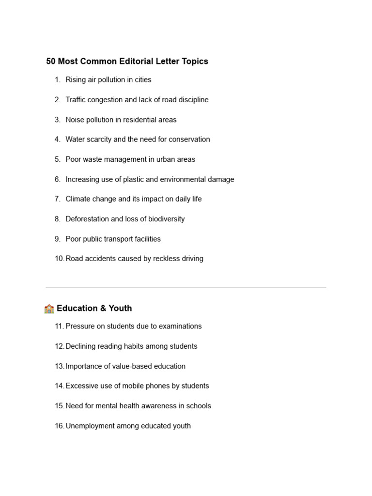 Editorial Letter Topics | PDF