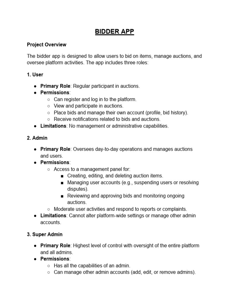 Bidder App Documentation | PDF | Information Technology Management ...
