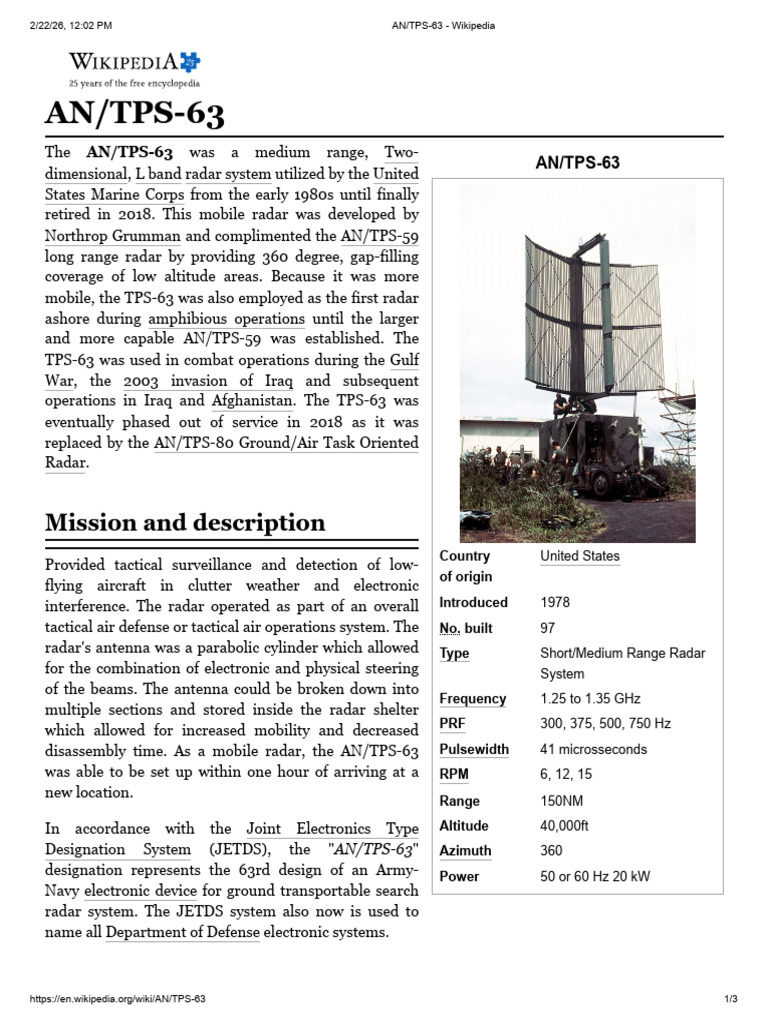 AN - TPS 63 Wikipedia | PDF | Electronics | Military Science