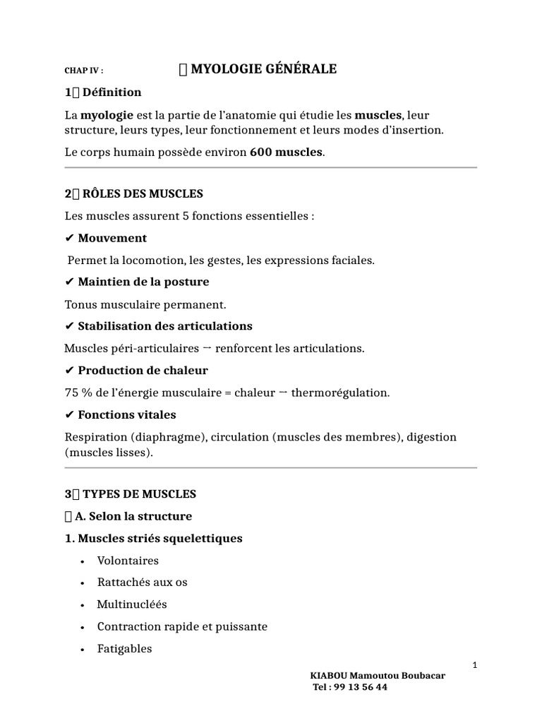 Chap Iv | PDF | Muscle | Contraction du muscle
