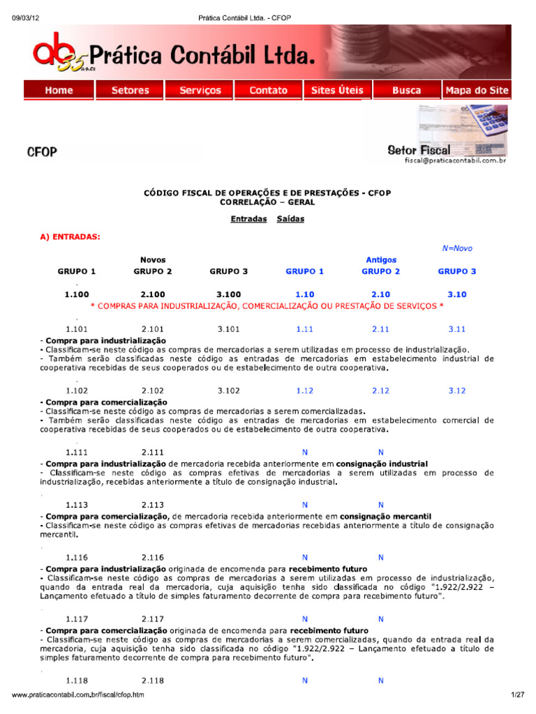 Tabela Cfop 6910 | PDF