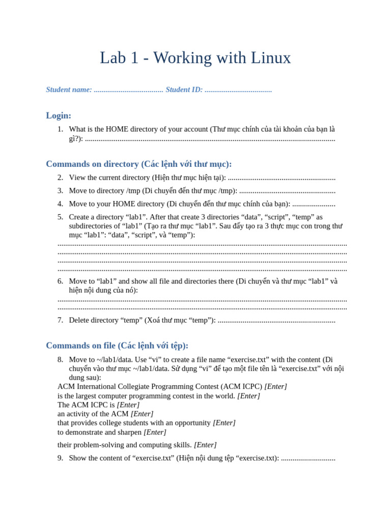 Lab1 Working With Linux | PDF