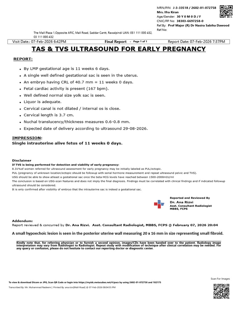 Ifra Riaz 2602-01-072758 - 20260207 - 202650 | PDF | Uterus | Pregnancy