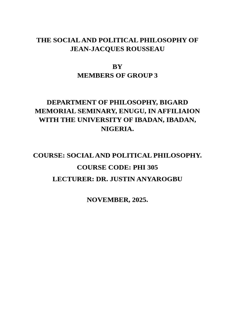The Social and Political Philosophy of Jean | PDF | Social Contract ...