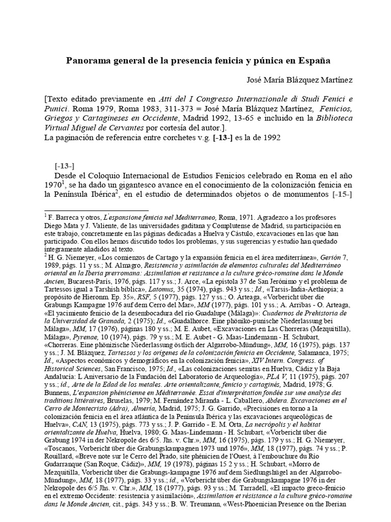 Panorama General de La Presencia Fenicia y Pnica en Espaa 0 | PDF ...