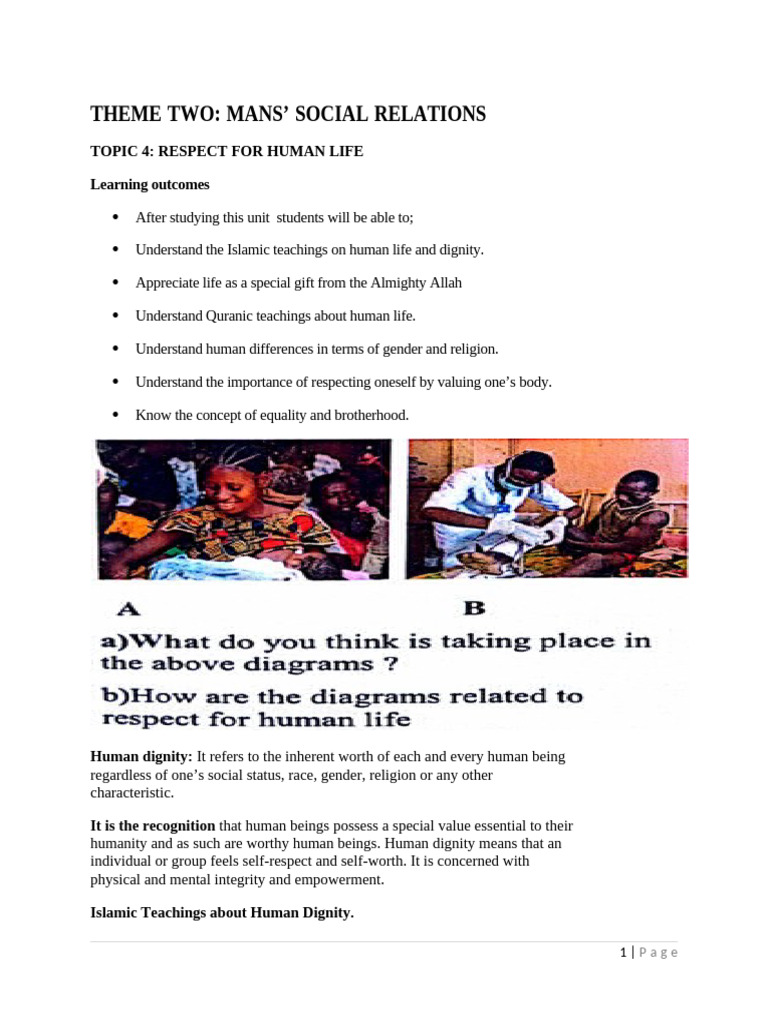 Term 1 Respect For Human Life | PDF | Discrimination | Dignity