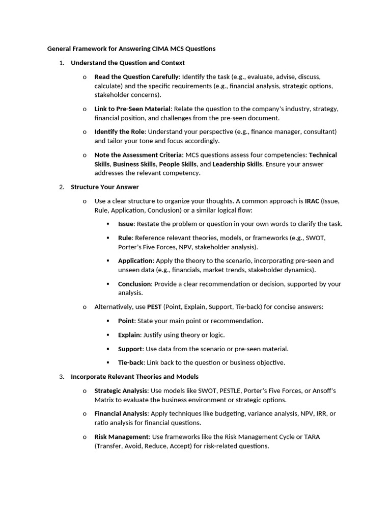Framework For Answering Questions | PDF | Risk Management | Risk