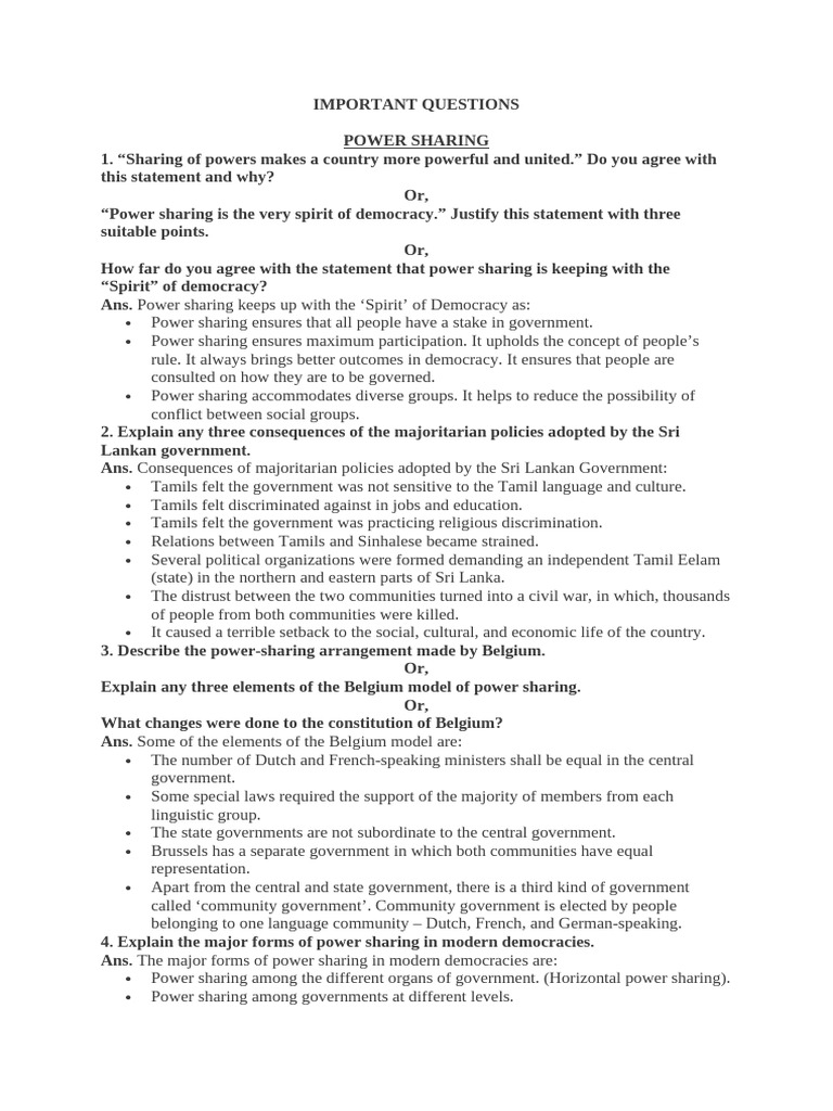 Important Questions - Political Parties | PDF | Democracy | Political ...