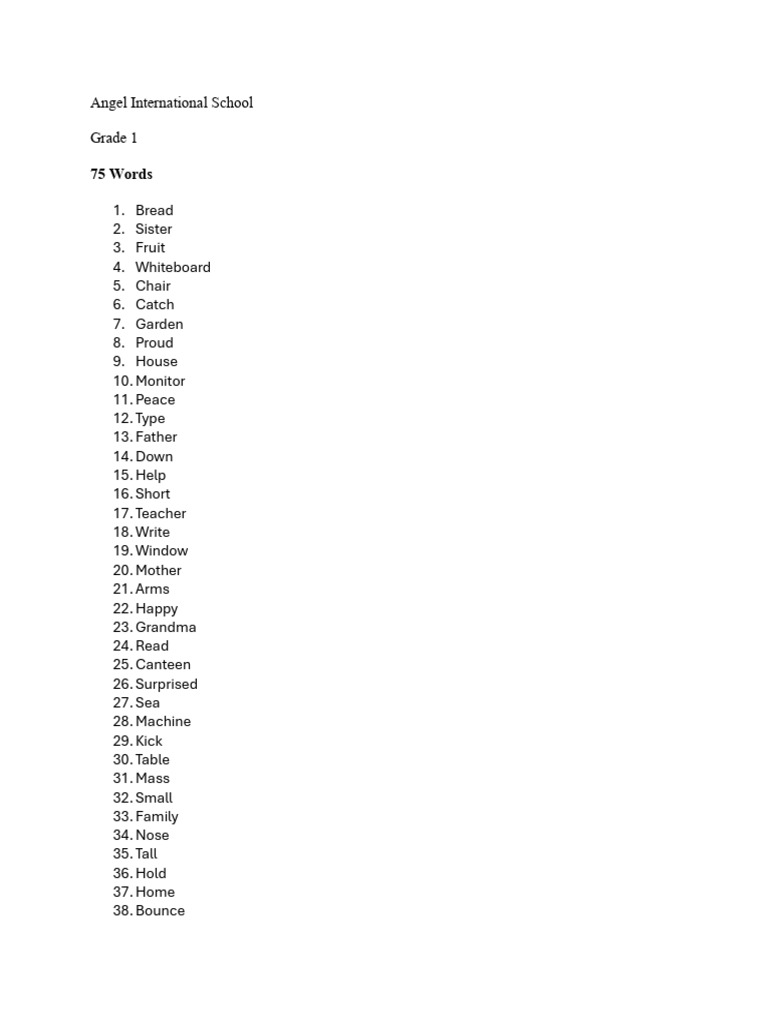 GR 1 Dictation Words 1st Term | PDF
