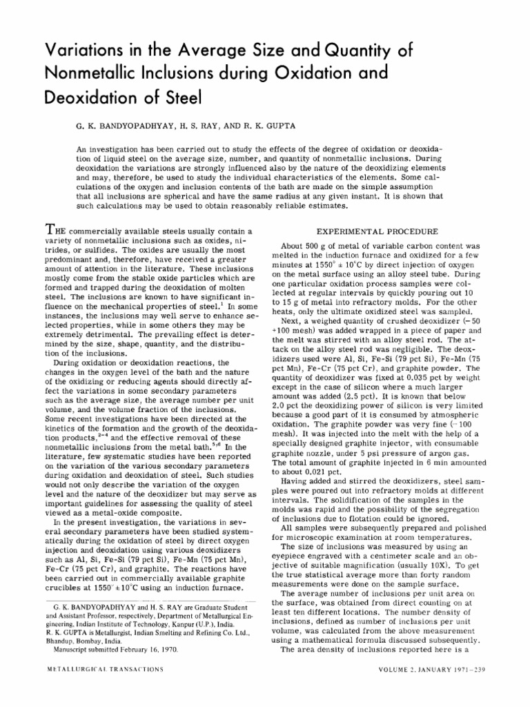 Variations in The Average Size and Quant | PDF | Metals | Materials