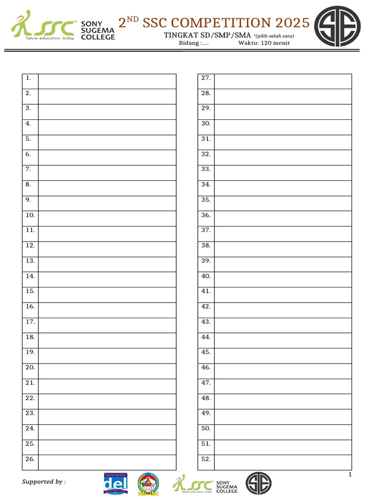 Template SSC Olympiad - Soal | PDF
