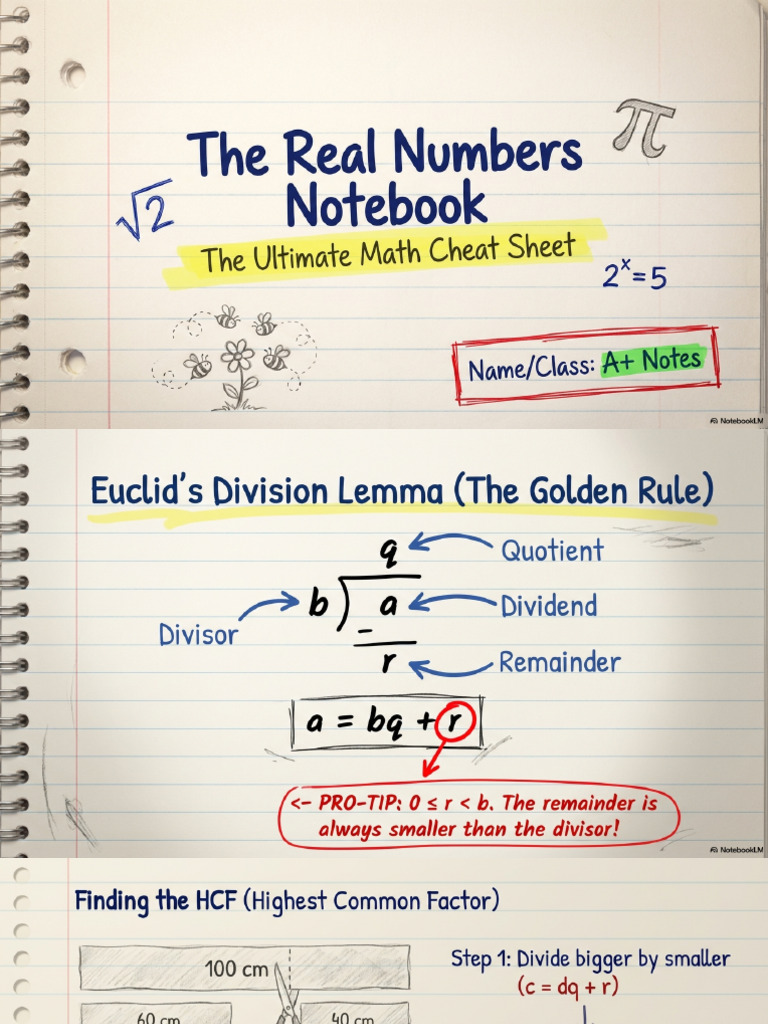 TS 10th Math Real Numbers Formulas | PDF