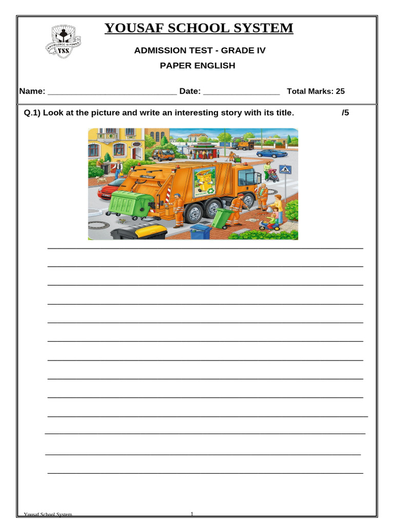Admission Test ENG - GRADE IV | PDF | Carpentry | Grammar