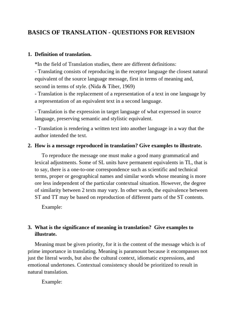 Basics of Translation - Revision | PDF | Translations | Clause