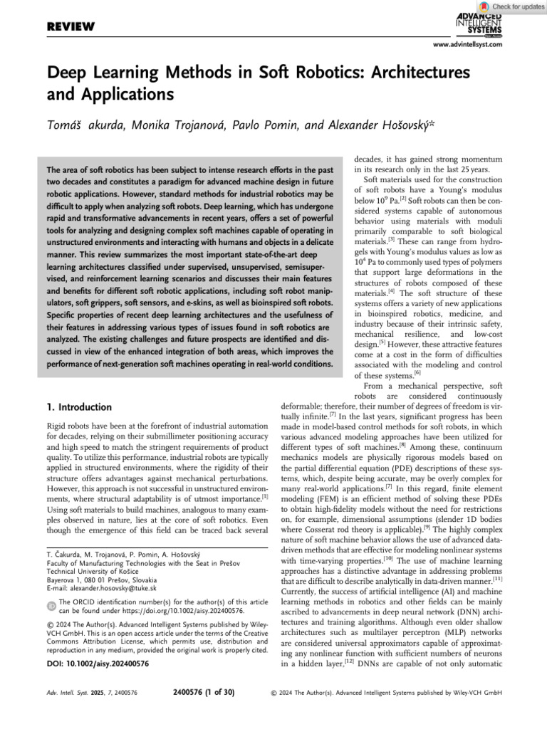 Advanced Intelligent Systems - 2024 - Čakurda - Deep Learning Methods ...