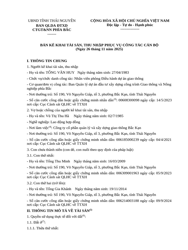 8. Mẫu Kê Khai Tài Sản | PDF