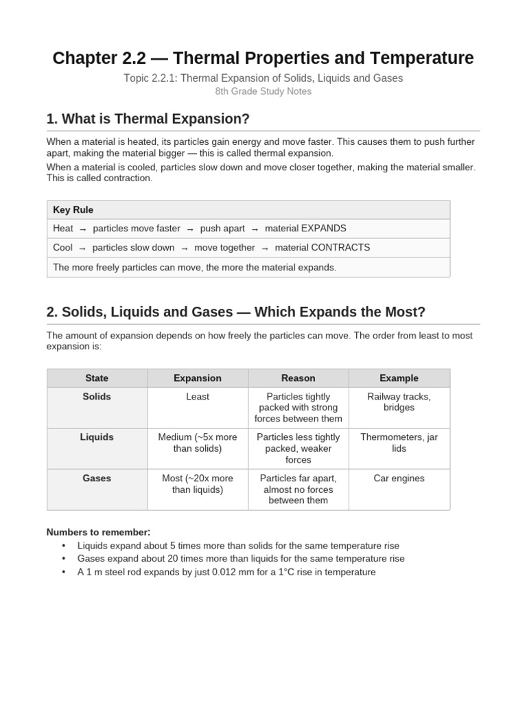 Thermal Expansion Notes | PDF | Thermal Expansion | Liquids