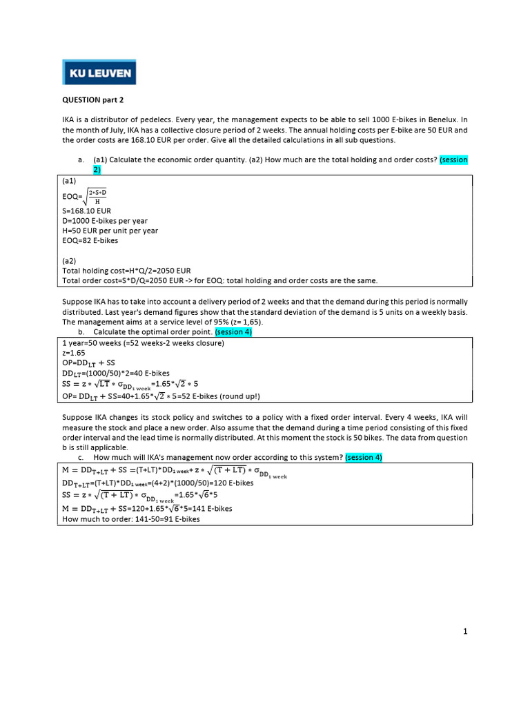 Sample Exam Questions - With Solutions - All Sessions | PDF | Demand