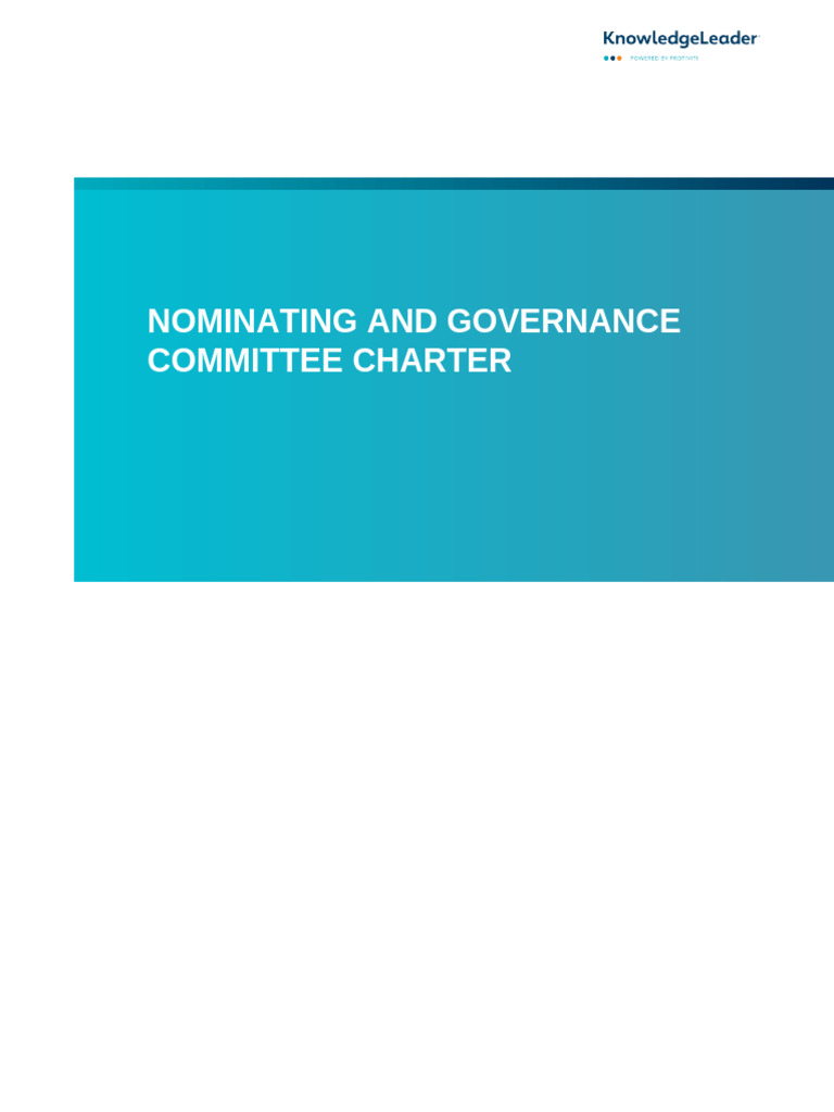Nominating and Governance Committee Charter | PDF | Committee | Board ...