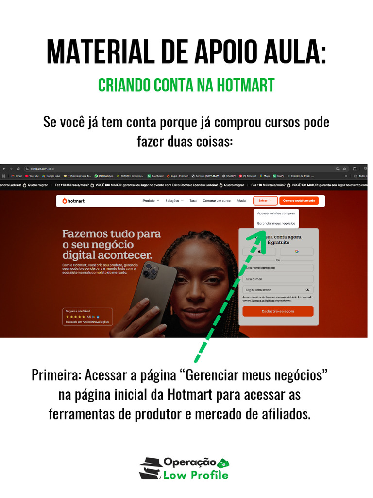 Material de Apoio Criando Conta Na Hotmart | PDF