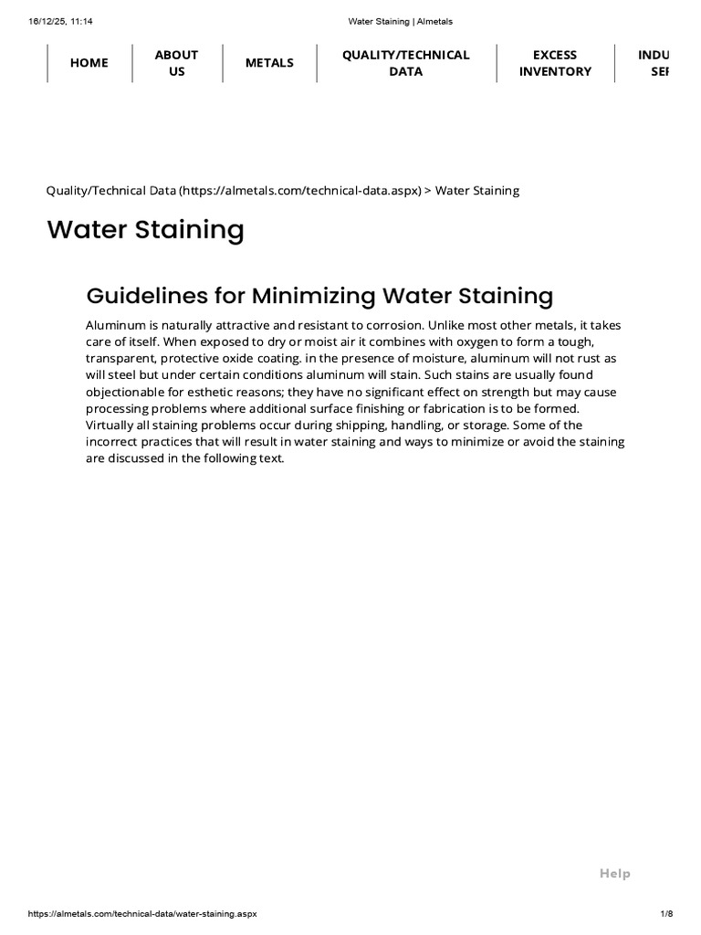 Water Staining - Almetals | PDF | Water Vapor | Humidity