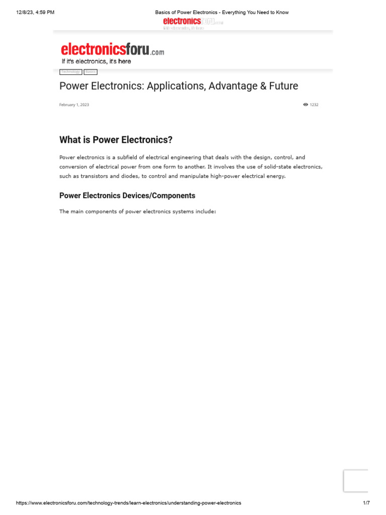 Basics of Power Electronics - Everything You Need To Know | PDF | Power ...