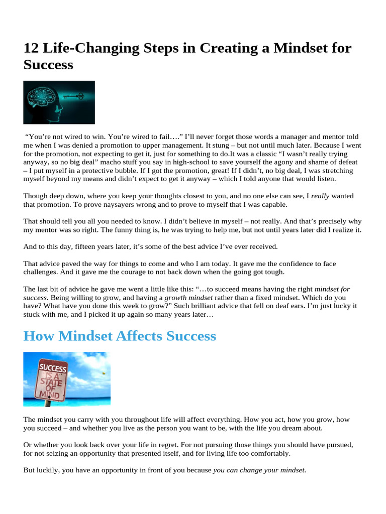 12 Life - Changing Mindset | PDF | Mindset