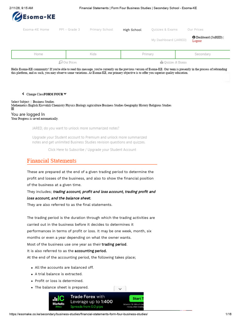 Financial Statements _ Form Four Business Studies _ Secondary School ...