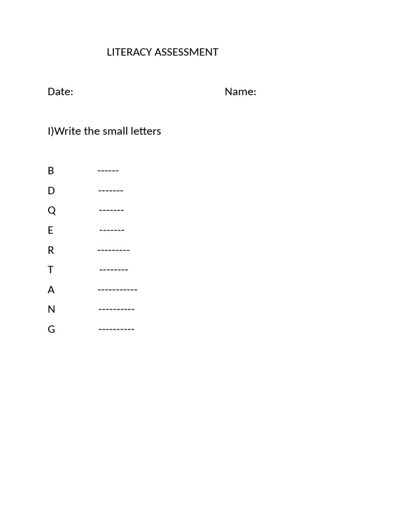 Literacy Assessment | PDF