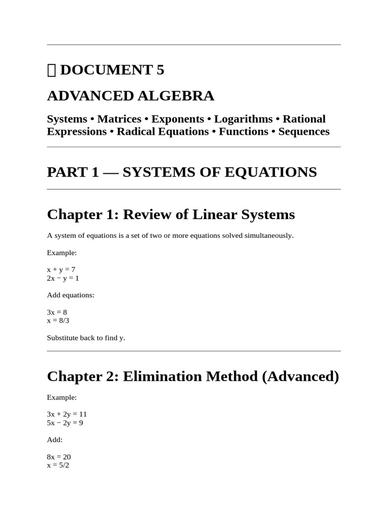 High School Advanced Algebra Pre-Calculus Foundation. | PDF | Algebra ...