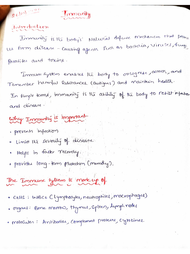 Immunity Notes - Microbiology 3rd Sem | PDF