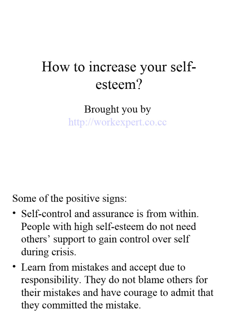 Increase Your Self Esteem in Workplace | PDF