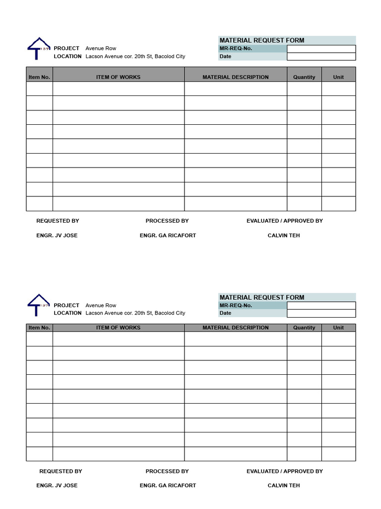 25.01.22 Material-request Form d | PDF