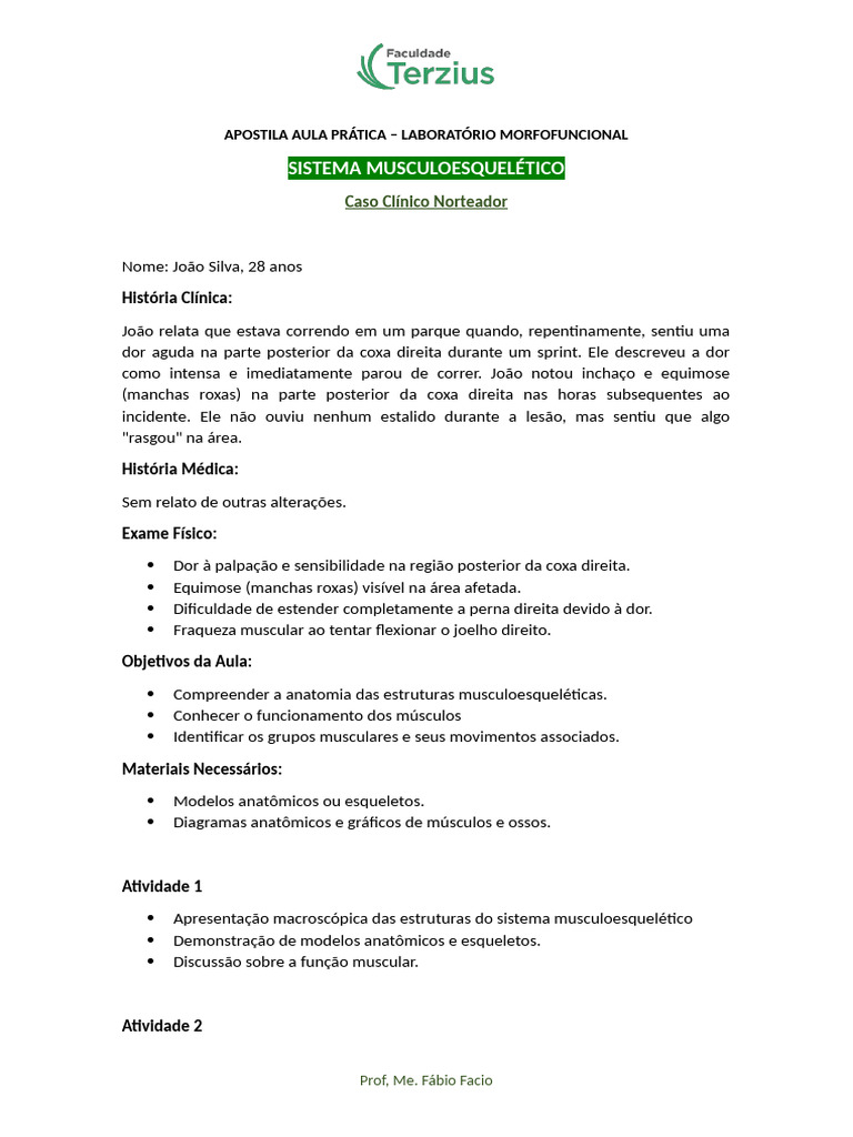 Planoa de Aula - Lab Morfofuncional | PDF | Músculo | Anatomia
