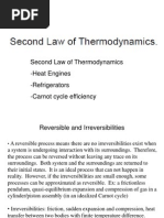 Second Law of Thermodynamics - Heat Engines - Refrigerators - Carnot Cycle Efficiency