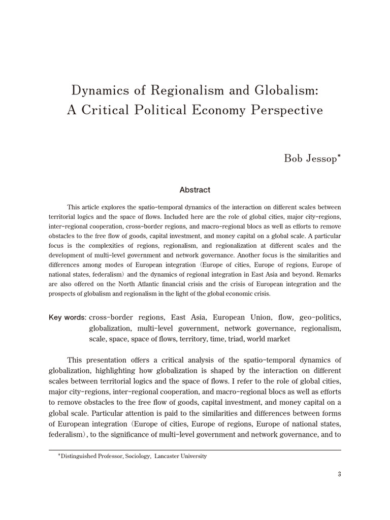 Dynamics of Regionalism and Globalism | PDF | Capitalism | Capital ...