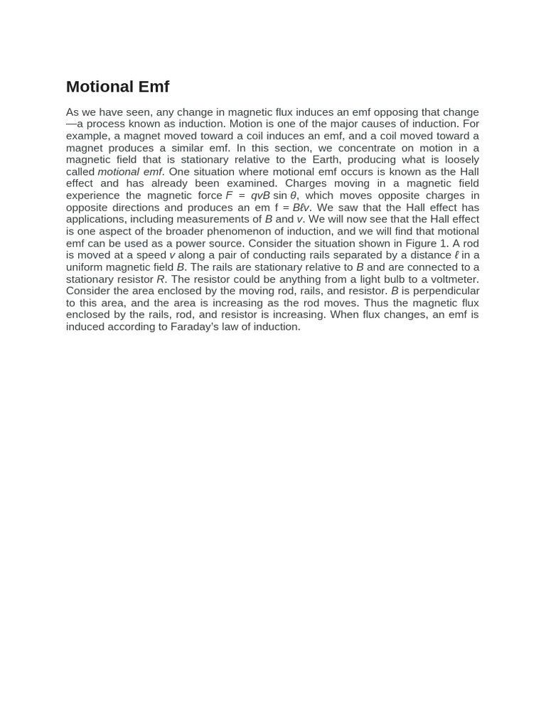 Motional Emf | PDF | Electromagnetic Induction | Electromagnetic Field