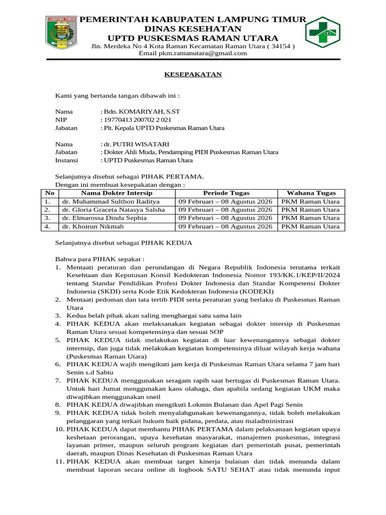 SPT Kesepakatan Awal Iship | PDF