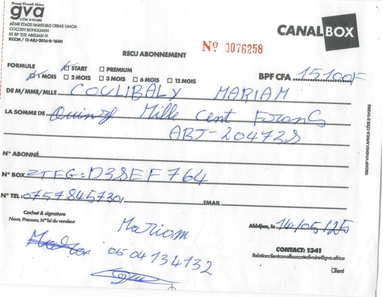 Reçu Canal Box_0001 | PDF